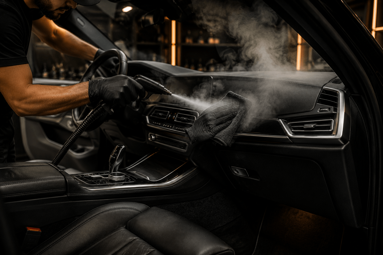 Steam cleaning for vehicle interior